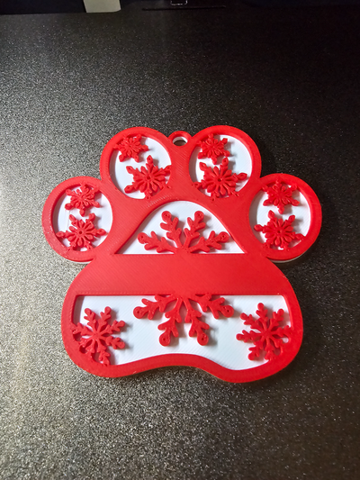 cute dog paw christmas ornament by geeklabs art coin & badges pet snow snowflake love holiday winter mom fun xmas 2023 cat kitty 3d print model - Mito3D