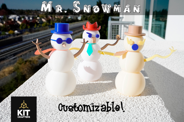 mr snowman - customizable decoration by kit crafters toys & games christmas toy custom gift fun easy kid kids build assemble snow mister mr potatohead contest a1 mini white free 3d print model - Mito3D
