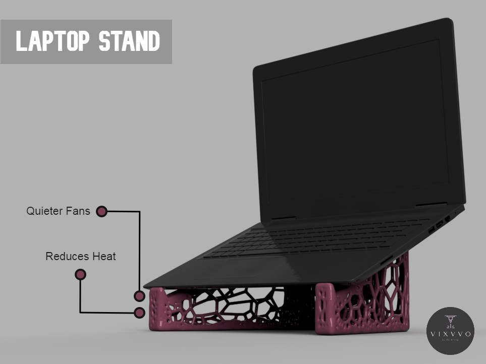 ordenador portátil estante soporte by vixvvo 3d pasatiempo bricolaje diy electrónica voronoi voronoide calor frio enfriador 3D print model - Mito3D