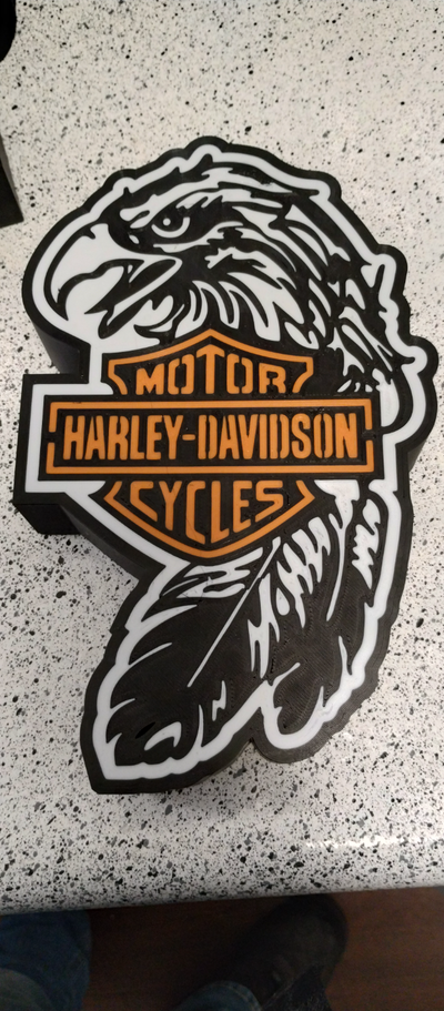 harley leuchtkasten 2 by kalon kreations kunst zeichen logos davidson logo 3d print model - Mito3D