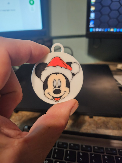 mickey mouse christmas keychain - 2 sided by jeff smith household festivities mickeymouse disney 2023 holiday 3d print model - Mito3D