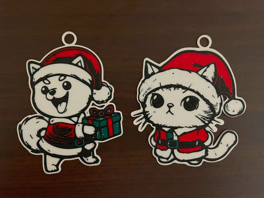 katze hund weihnachten ornamente by mail iou haushalt feierlichkeiten karikatur schnee schneeflocke lebkuchen baum elch 3d print model - Mito3D