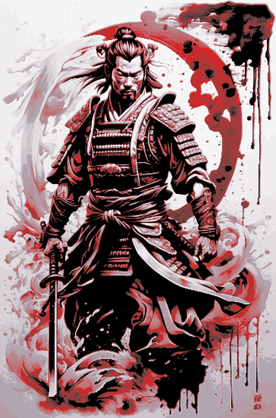 samurai warrior ready battle - hueforge by mclanesmemories art 2d asian japanese 3d print model - Mito3D