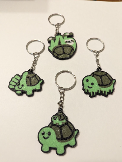 turtle emoji sticker keychains by willprintsthings art coin & badges keychain google fun toy toys 3d print model - Mito3D