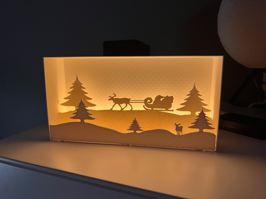 natale lightbox by xor 3dpr arte modelli paese delle meraviglie neve cervo santa decorazione 3d print model - Mito3D