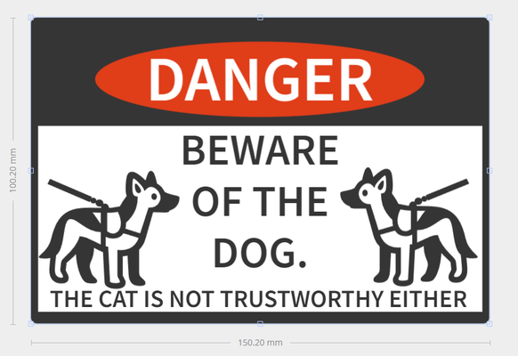 beware of dog sign cat included by 3djpdesigns art signs & logos dogs pet cats danger doggies puppy dangerous do enter dont careful becareful holder maker 3d print model - Mito3D