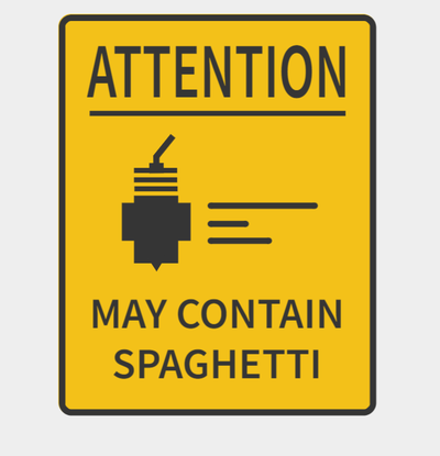 spaghetti 3d printing funny sign by 3djpdesigns art signs & logos print maycontainspaghetti containspaghetti includedspaghetti funnysign free to download no support supportless 3d print model - Mito3D