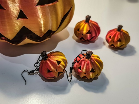 halloween citrouille boucles d'oreilles by stefan niveau mode modèles chose universelle 3d print model - Mito3D