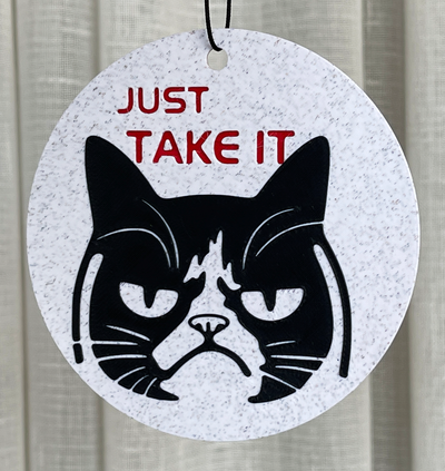 gift tag - custom text it by florinv art 2d christmas holiday winter small cat grumpy ornament funny 3d print model - Mito3D