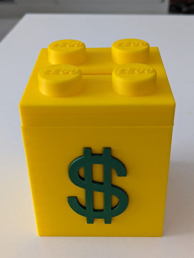 piggy bank brick remixed by z3dartandtech tools organizers piggybank coin dollar 3d print model - Mito3D