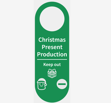 doorhanger christmas production out by 3djupp art signs & logos 3d print model - Mito3D