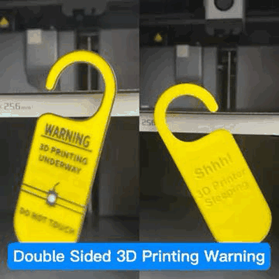 doubled sided 3d printing warning by shearlab printer accessories makerlab makemysign caution sign logo symbol hanger hang bambu lab double ams safety maker my 3d print model - Mito3D