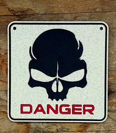 danger sign by florinv art 2d tag skull 3d print model - Mito3D