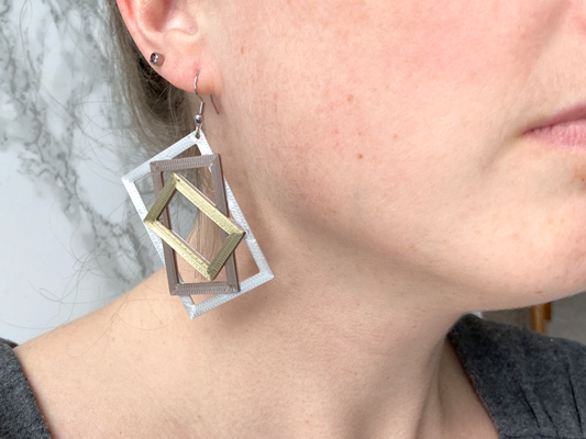 stacked rectangles earrings by penolopybulnick fashion jewelry 3d print model - Mito3D