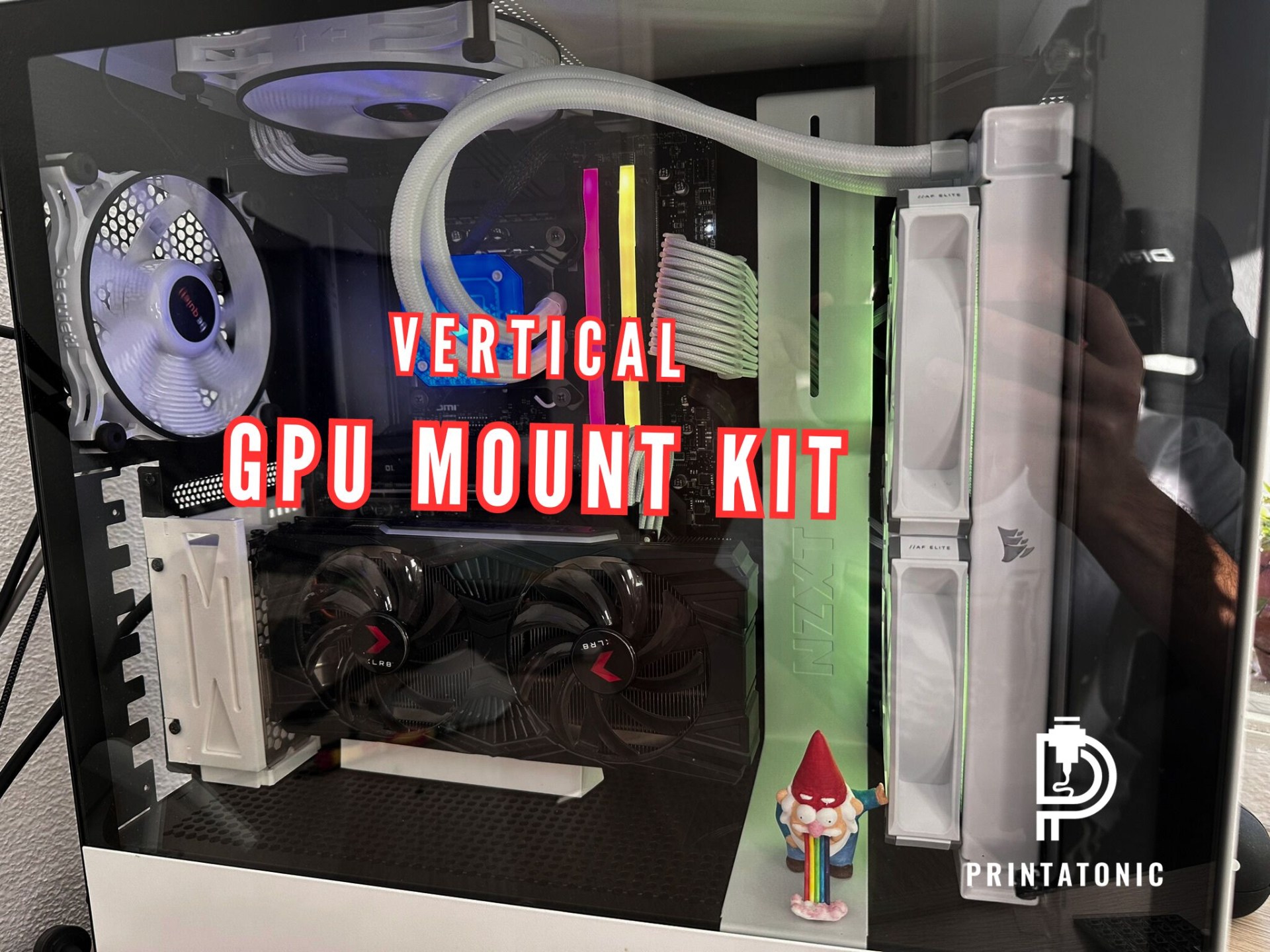 gpu vertical monte kit by printatônico brinquedos jogos pc computador riser nvidia amd suporte 3D print model - Mito3D