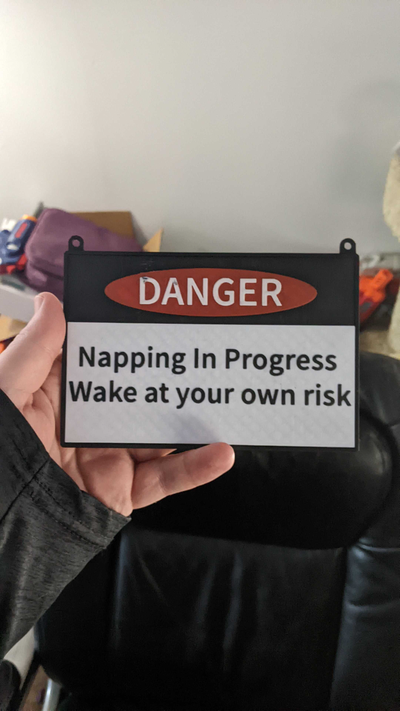 danger napping sign by frozenfade art signs & logos 3d print model - Mito3D