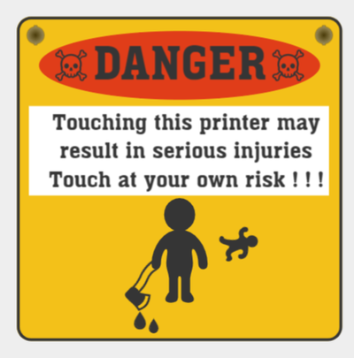 touch printer at own risk by athos epa art signs & logos 3d printed sign bambulab x1- cabon p1p a1 mini contest funny warning print ams 3d print model - Mito3D