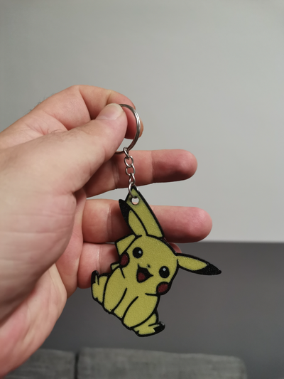 pikachu multicolore porte clés by bt3d impression art panneaux logos pokémon 3d print model - Mito3D