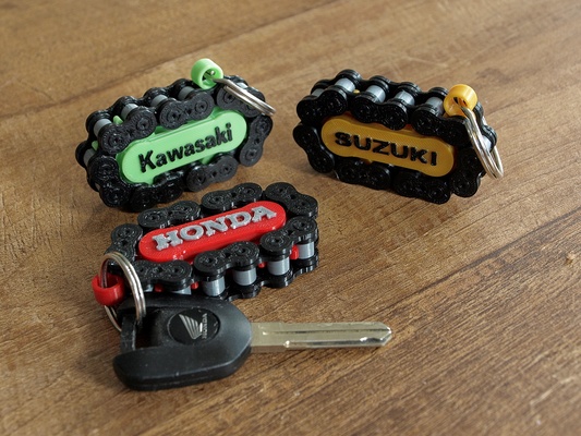 motorcycle roller chain key ring by bootjevaarder hobby & diy vehicles 3d print model - Mito3D