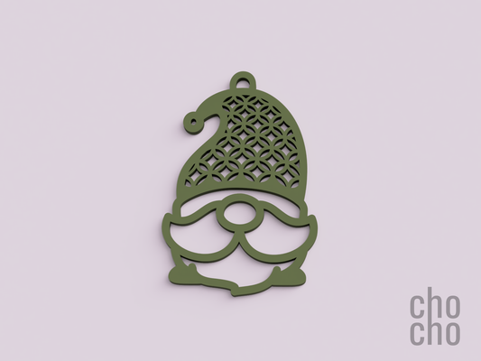 gnome noël ornement 02 by chatte ménage décor bague porte clés collier boucle d'oreille 3d print model - Mito3D