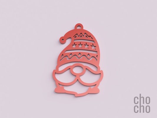 gnome noël ornement 04 by chatte ménage décor bague boucle d'oreille porte clés collier 3d print model - Mito3D