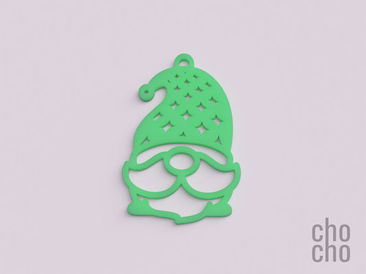 gnome noël ornement 08 by chatte ménage décor boucle d'oreille porte clés bague collier 3d print model - Mito3D