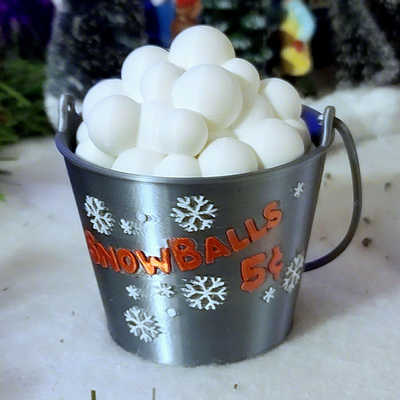 snowball bucket ornament or candy dish by makers mashup household festivities christmas 2023 ornaments xmas xmas2023 holidays candydish 3d print model - Mito3D