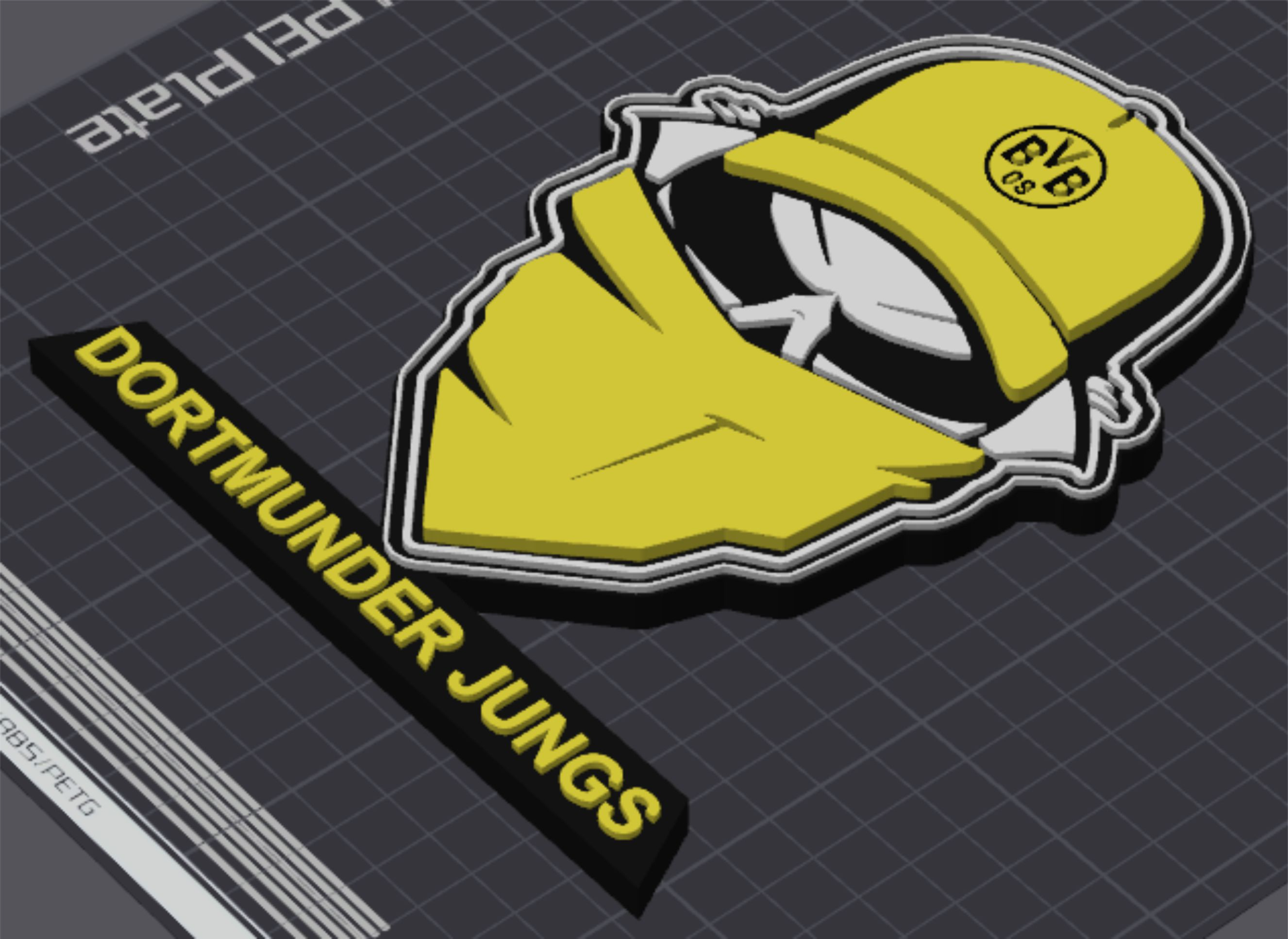 borussia dortmund dortmunder rapazes tabela ficar pé by 5kyrunn3r arte sinais logotipos bundesliga ultras placa logotipo crânio mascarar ams pronto 3D print model - Mito3D