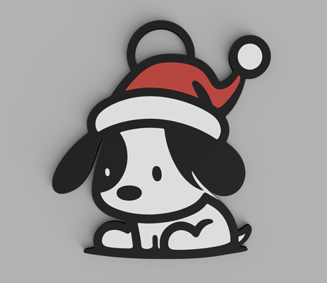 niedlich weihnachten hund ornament by abonnieren haushalt dekor 2023 p1p p1s p1 a1 x1 x1c x1cc baum ams farbig gemalt rot schwarz weiß 3d print model - Mito3D