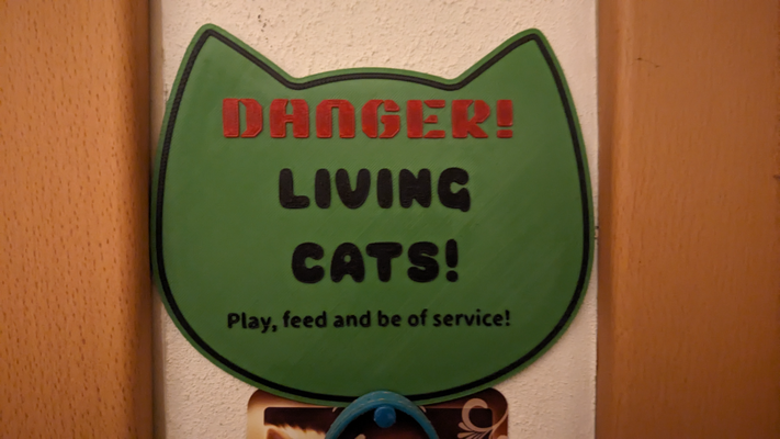 perigo vivo gatos by lucina kushinada arte sinais logotipos placa 3d print model - Mito3D