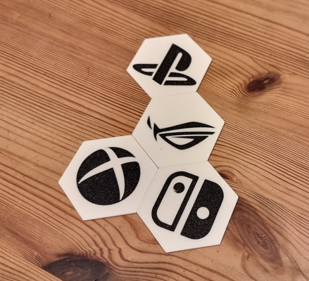 hexagon mauer kunst by edlfurtner 2d gaming montieren design logo playstation xbox nintendo rog verbündete pokémon 3d print model - Mito3D