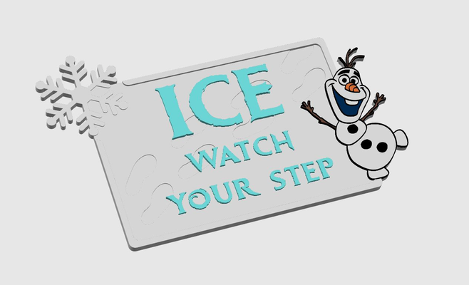 olaf sign style frozen by carlson art signs & logos warning caution winter 3d print model - Mito3D