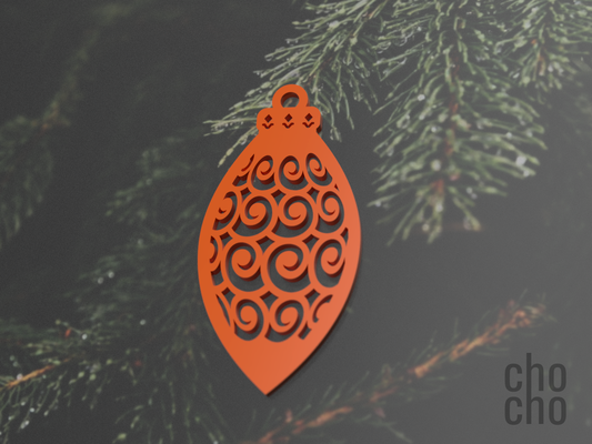 ornament christmas tree elliptic by chocho household decor necklace earring keychain ring keyring 3d print model - Mito3D