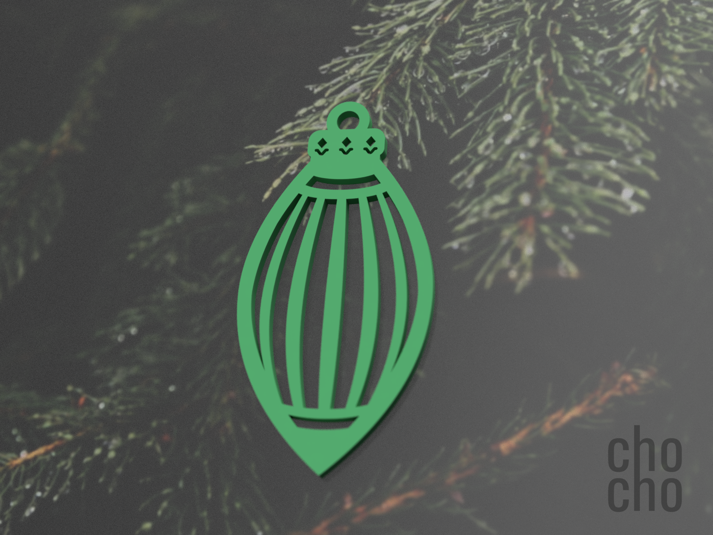 ornament weihnachten baum elliptisch 3 by muschi haushalt dekor schlüsselbund halskette ring ohrring schlüsselring 3D print model - Mito3D