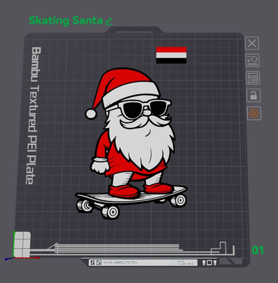 2d groovy skating santa by wizard7741 art christmas holiday 3d print model - Mito3D