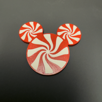 mickey christmas peppermint magnet by legoconstruct household decor disney disneychristmas world land mouse multi color multicolor head holidays festive 3d print model - Mito3D