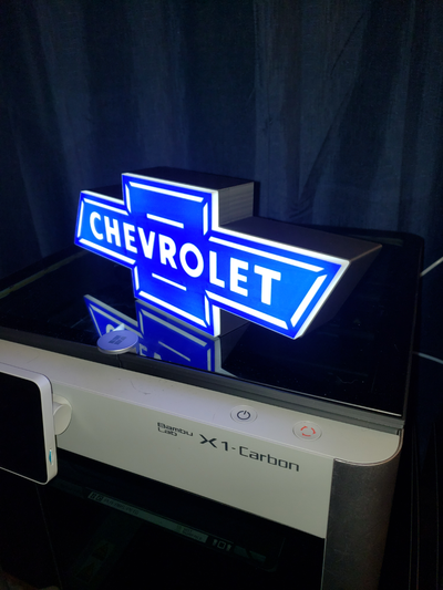 chevrolet lightbox by hjtatum arte segni loghi chevy raccogliere guidato luci 3d print model - Mito3D