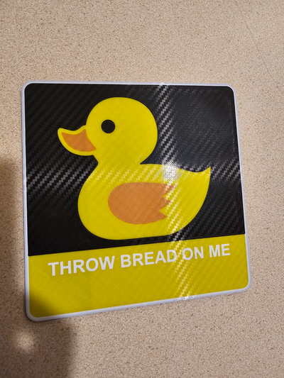 throw bread on me by ty6411 art 2d duck sign funny quack goose geese feed animal pond 3d print model - Mito3D