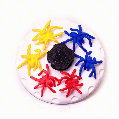 arc ciel araignées multicolore animé agiter fileur by apyrodesign jouets jeux animation zootrope jouet unique effrayant 3d print model - Mito3D