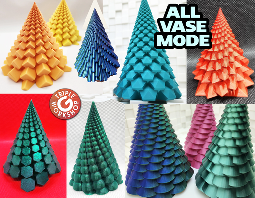 ultimate vase mode christmas tree collection by triplegworkshop household festivities spiral fibonacci vasemode spiralvase xmas spiralvasemode scalable christmasornament christmasdecoration christmasdecorations christmastree christmasornaments xmasdecorations trees vasemodeprinting 3d print model - Mito3D
