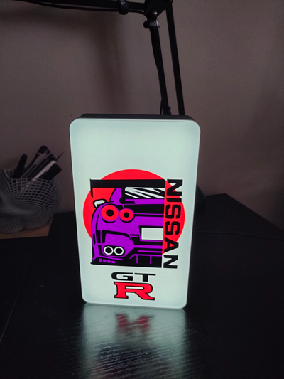 nissan gtr tema luce scatola by nottooshabbycreations passatempo fai elettronica lightbox guidato giappone 3d print model - Mito3D