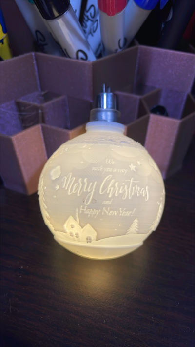 christmas lithopane ornament by lorinan household festivities collection lights 3d print model - Mito3D