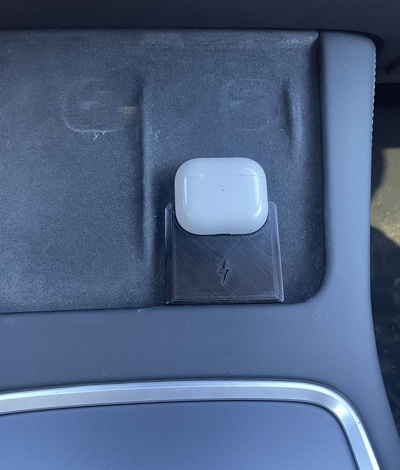 tesla model y airpods wireless charging adapter by thamdub hobby & diy vehicles airpodscharger airpodspro teslamodely 3d print model - Mito3D