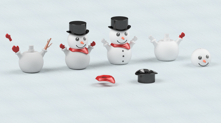 pupazzo neve modulare by oppi design domestico festività natale vacanza decorazione arredamento 3d print model - Mito3D