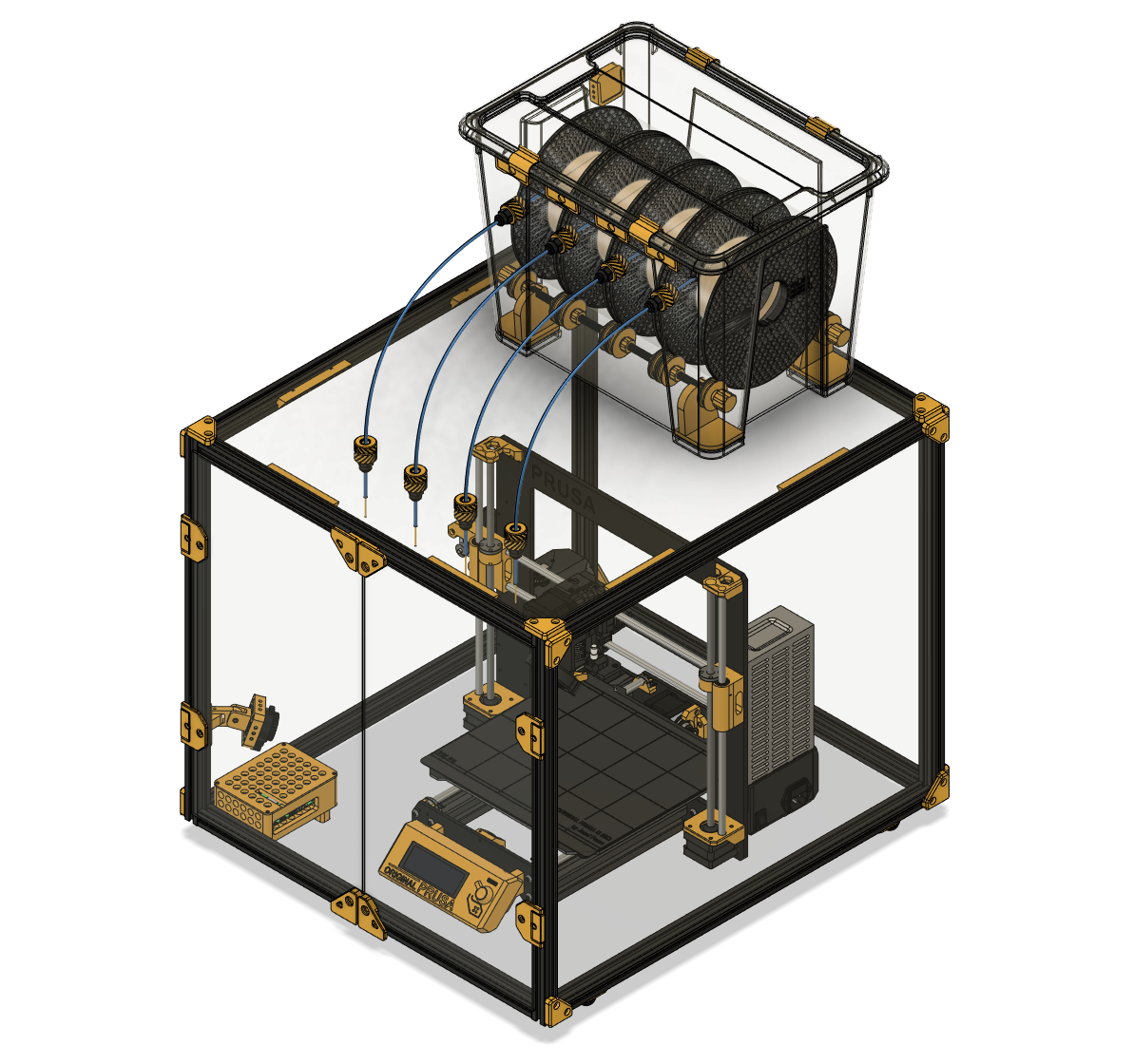 prusa i3 mk3s+ gehege himbeere pi hq kamera filament box by pixelwelle 3d drucker zubehör prusai3mk3s filamentdrybox himbeerpihqcam 3D print model - Mito3D