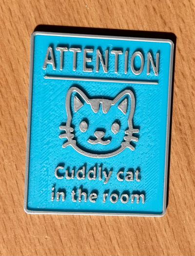 attention sign cuddly cat in room by jackaxe 3 art signs & logos cutecat 3d print model - Mito3D