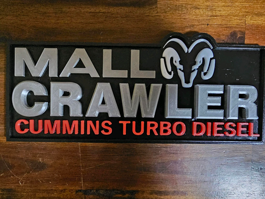 ram mall crawler cummins turbo diesel by nates print shop art signs & logos dodge sign funny bronode ams color 3d print model - Mito3D