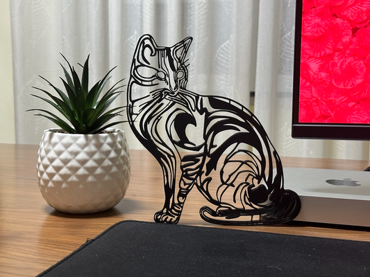 wireframe gato escultura by 3dprintable art arte esculturas 3d print model - Mito3D