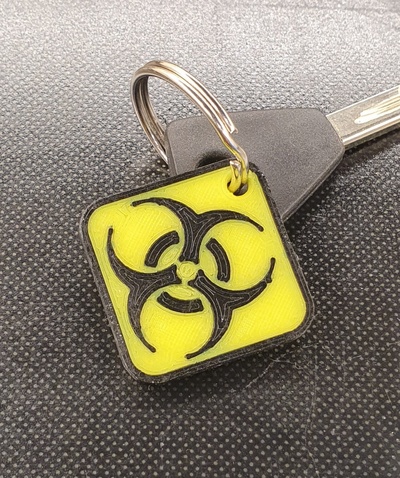 biohazard keychain by janne art signs & logos chain key 3d print model - Mito3D