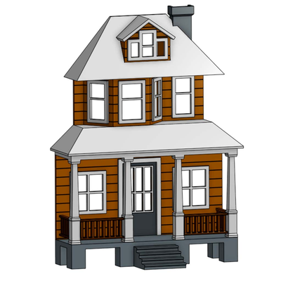 facciata of tipico americano casa by condividere orizzonti miniature architettura 3d print model - Mito3D